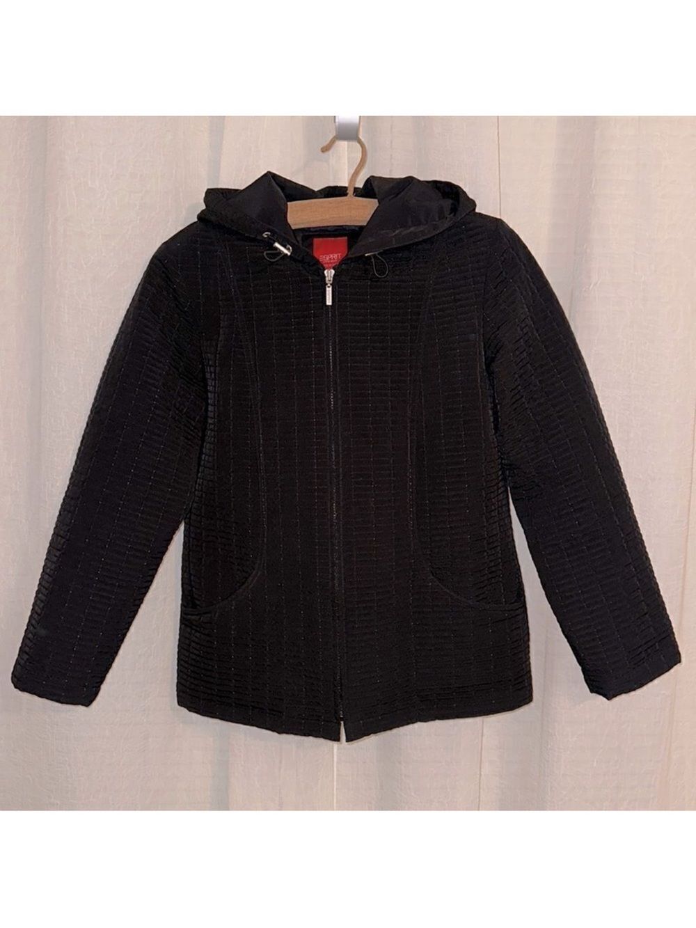 ESPRIT M Black Quilted Lightly Insulated Hooded Full Zip Jacket